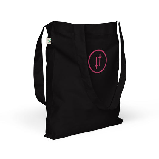 Embroidered Pink Crosses Organic fashion tote bag